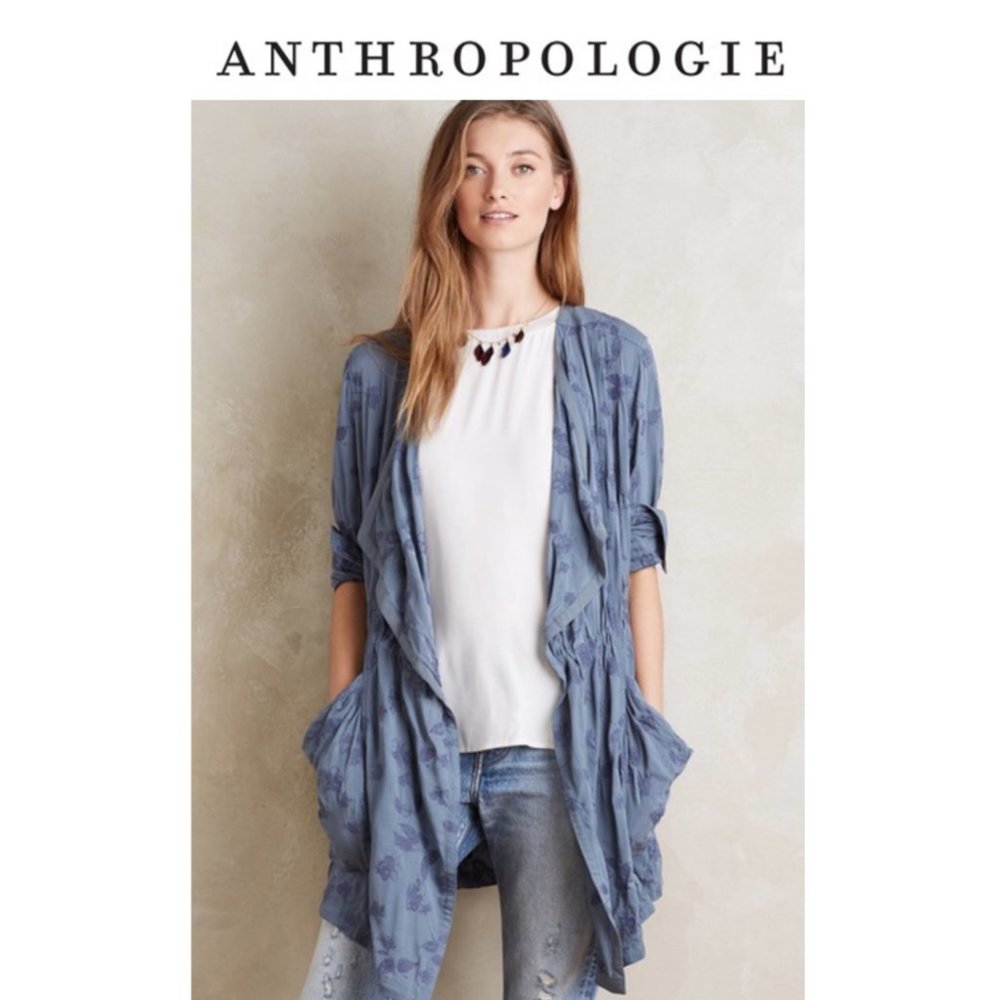 Anthropologie Hei Hei Melita Drapey Floral Embroidered Jacket